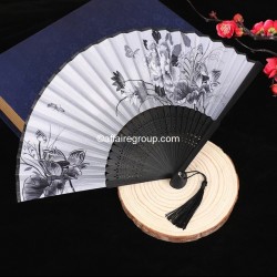Black bamboo fan (X12 pieces)