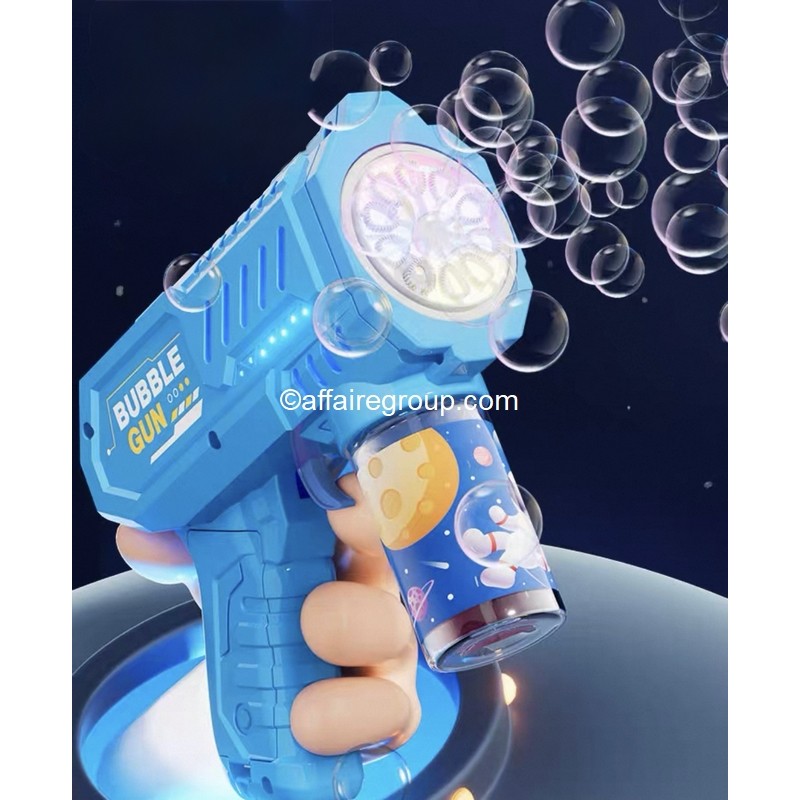 Pistolet à Bulles Sloosh 69 Trous Avec Lumières LED – Forme Fusée, Set Complet Avec 2 Flacons + 24 Recharges, Pour Enfants Et Adultes