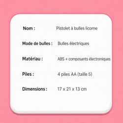 Pistolet licorne à bulles magique
